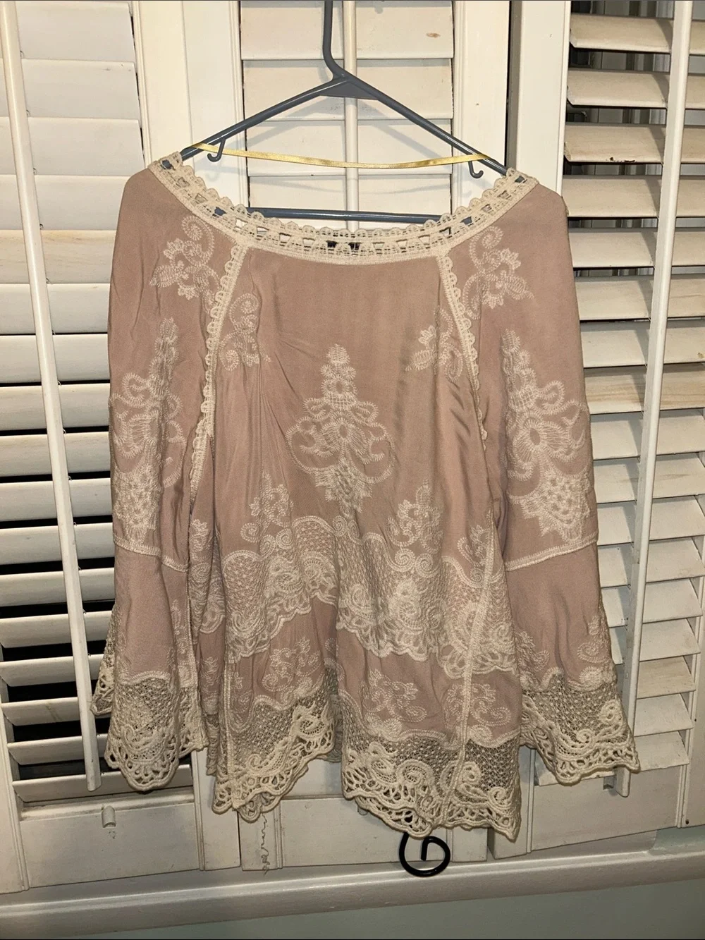 Democracy Blush Pink Lace-Trim Scoop Neck Blouse - Picture 5 of 5